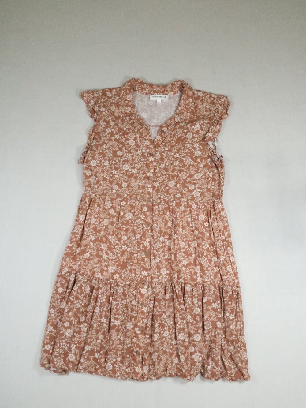 Lucky Brand Floral Tiered Button Front Dress Large